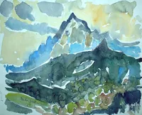 peinture : Près de lac de Serre Ponçon