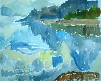 peinture : Reflets sur le lac