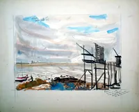 peinture : Fouras. La mer se retire