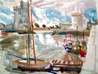 peinture : La Rochelle, temps gris