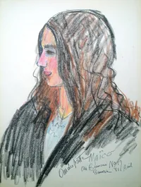 peinture : Maïco, la fille au burnous noir n°2