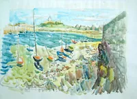 peinture : Marée basse, port de Roscoff
