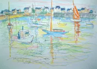 peinture : Petit port de plaisance, Roscoff