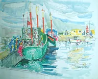 peinture : Langoustiers à Roscoff