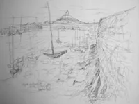 peinture : Port de Roscoff. Marée basse